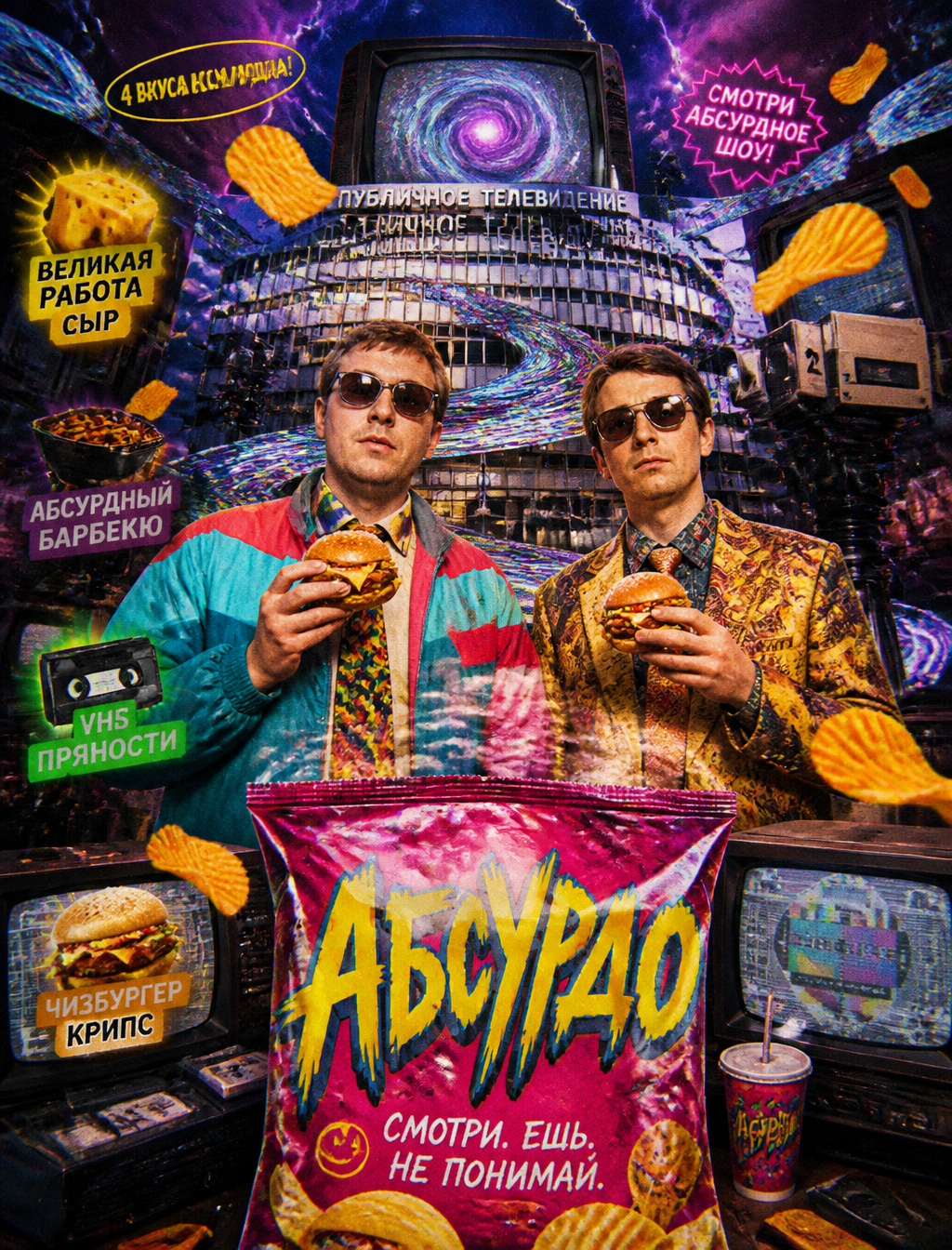 Absurdo Chips 90s Retro-Kitsch Poster