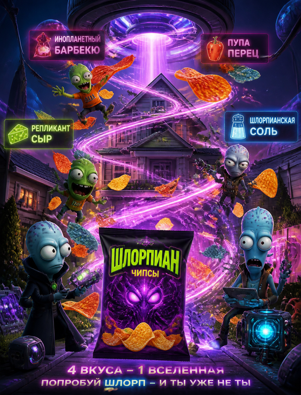 Intergalactic Shlorpian Chips Premium Poster