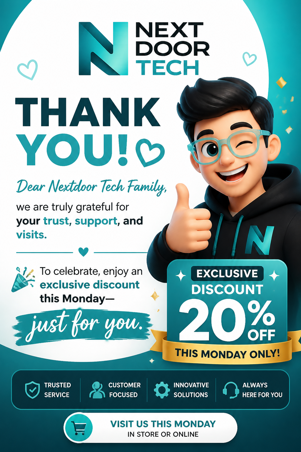Nextdoor Tech Customer Loyalty Discount Poster