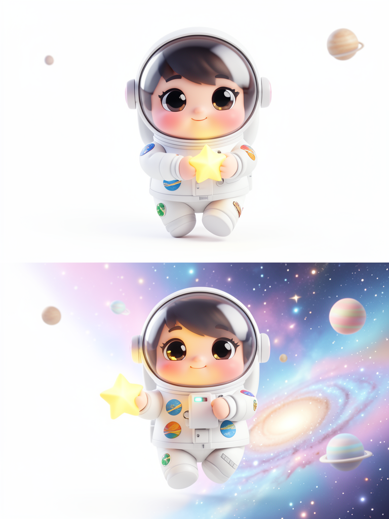 Chibi Space Explorer with Glowing Star