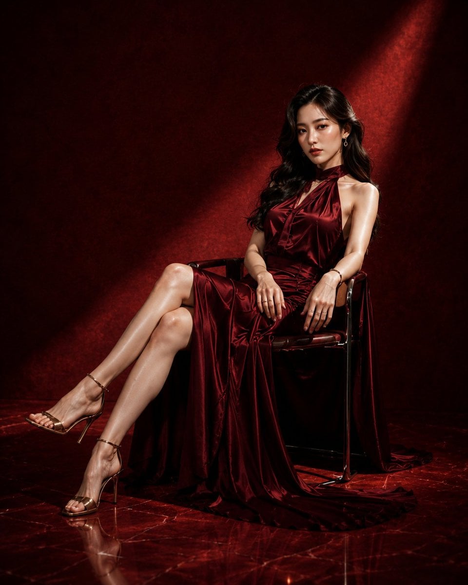 Crimson Couture Editorial Portrait - alternate