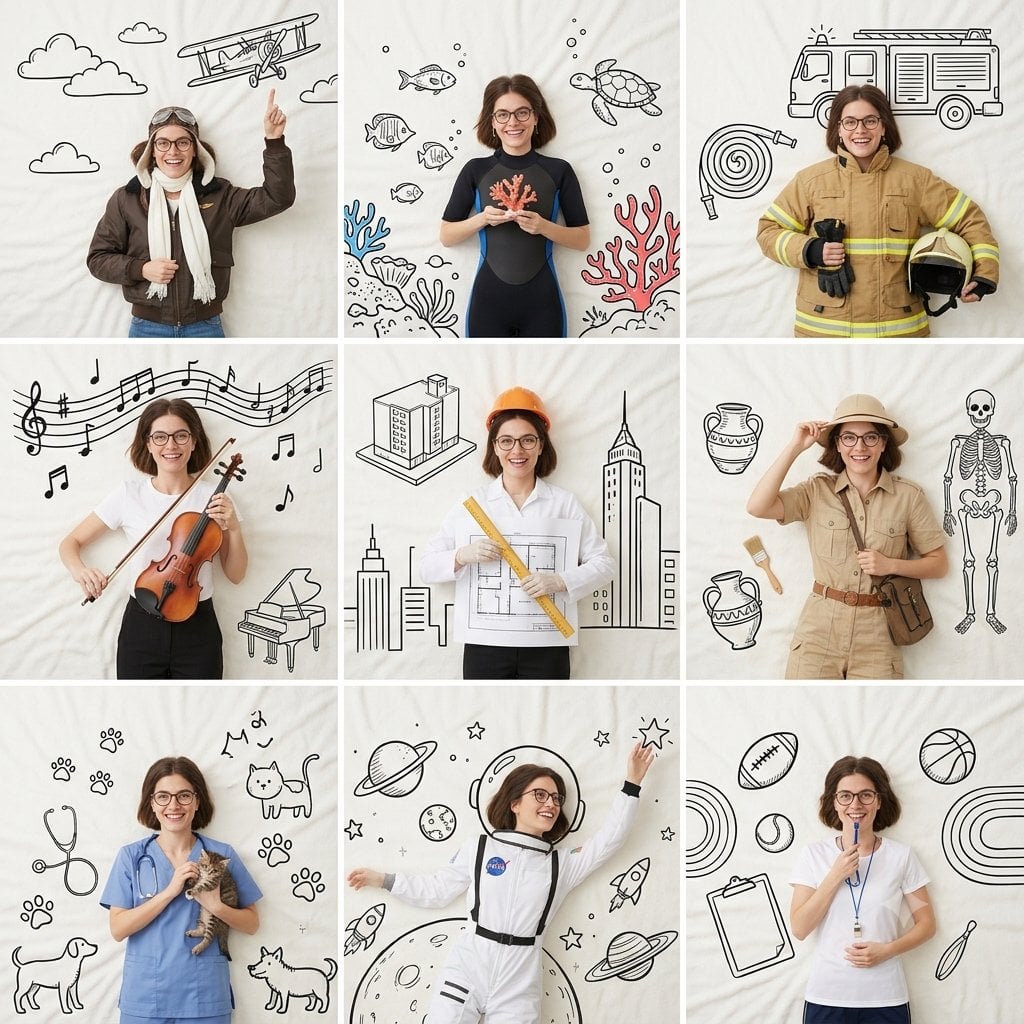 Whimsical Career Collage with Doodle Art