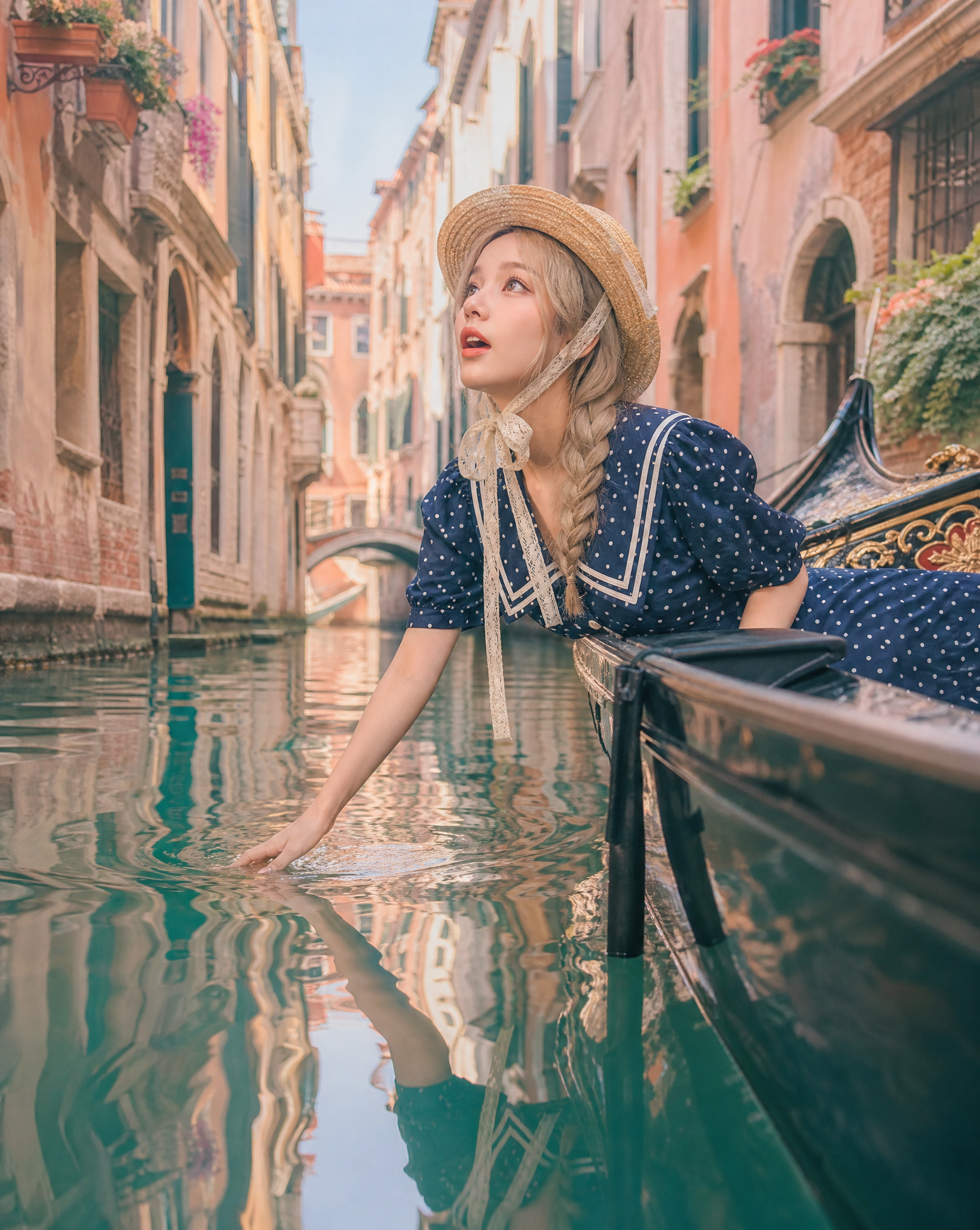 Wonder-eyed Girl on a Venetian Gondola