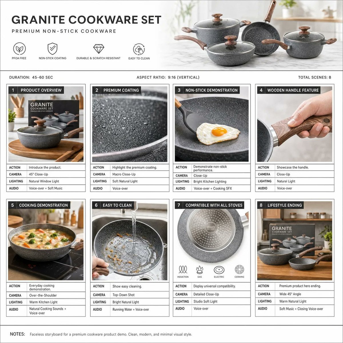 Premium Cookware Vertical Ad Storyboard