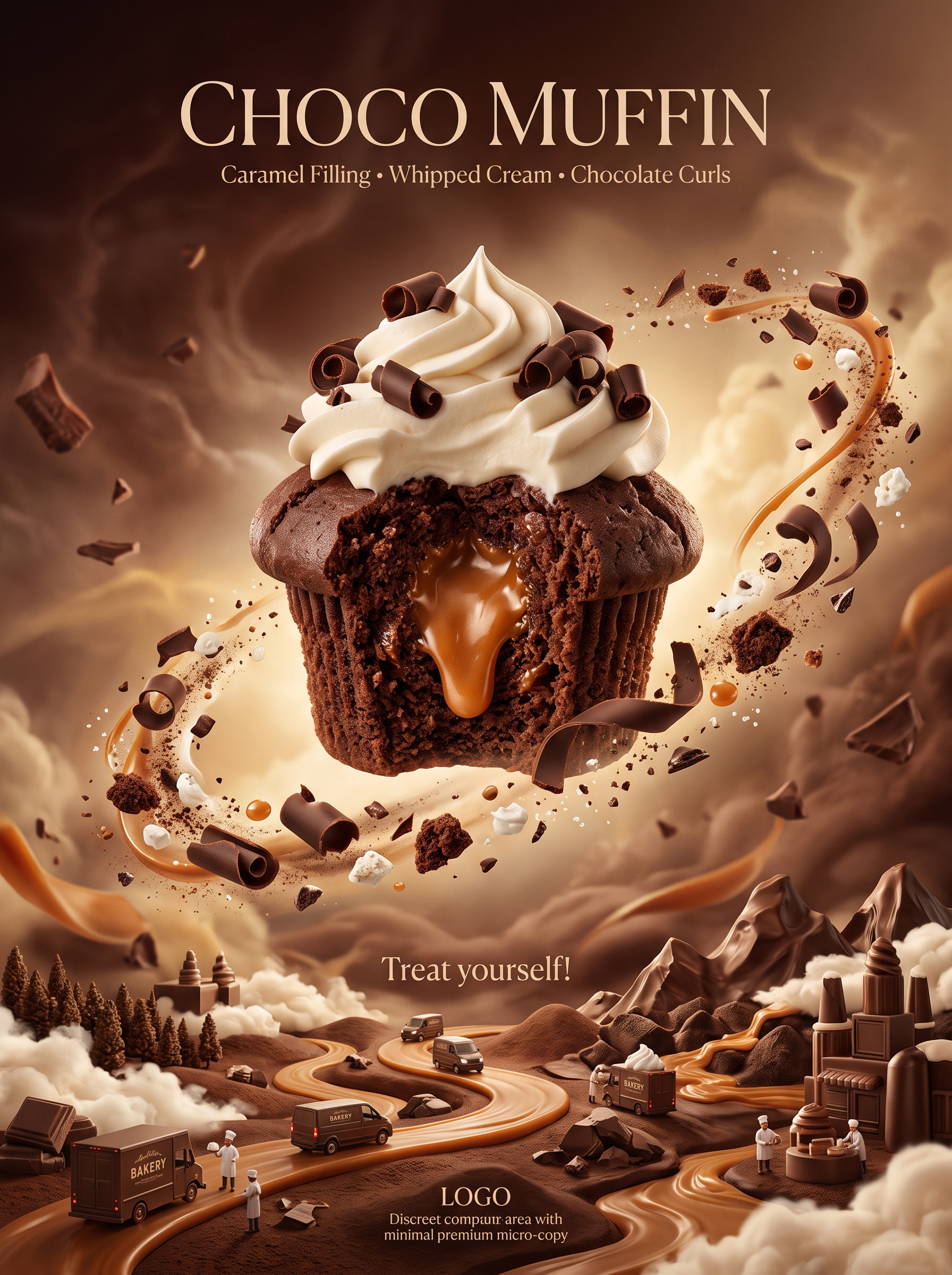 Hyper-Realistic Luxury Choco Muffin Fantasy Campaign