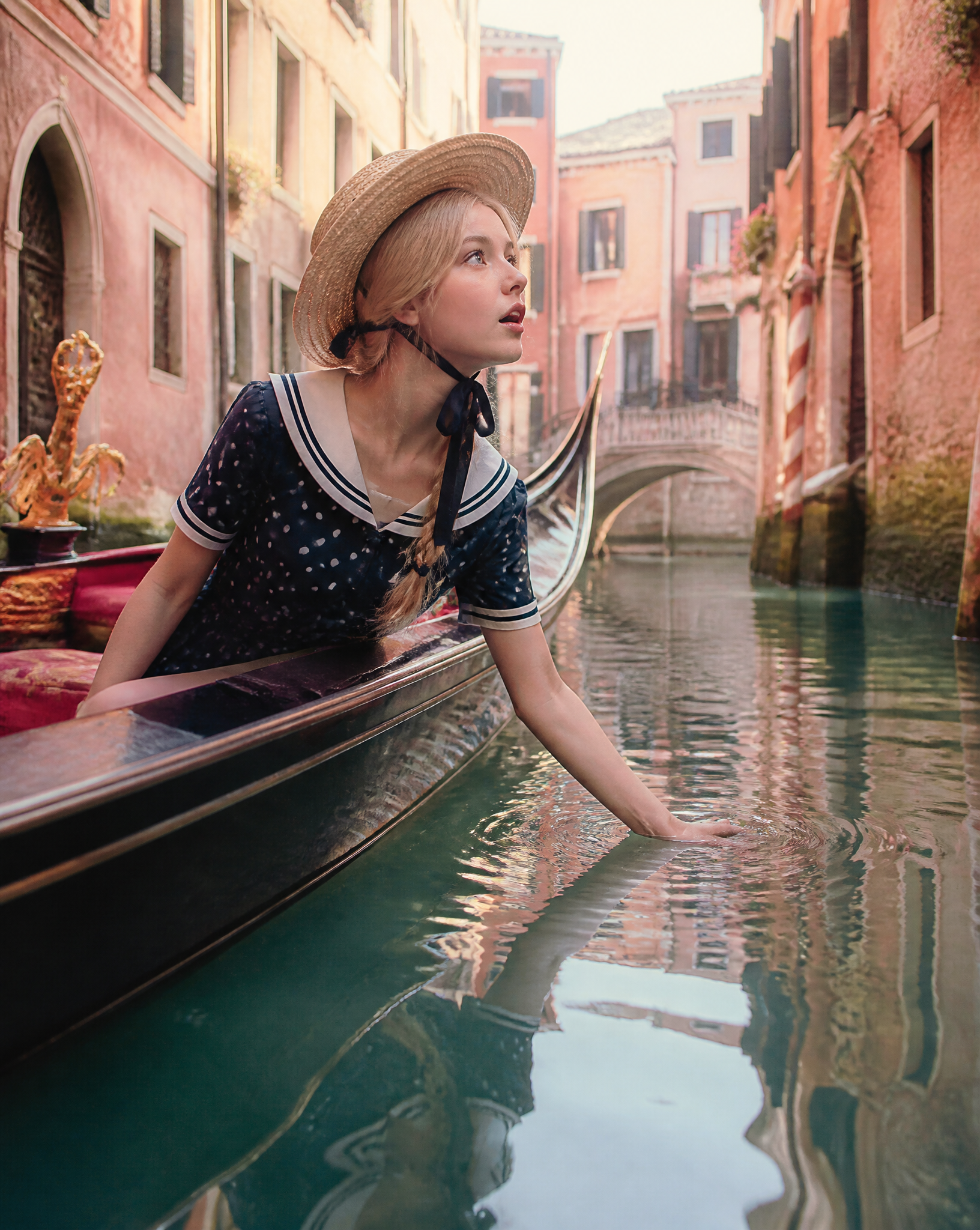 Whimsical Gondola Ride in Pastel Venice