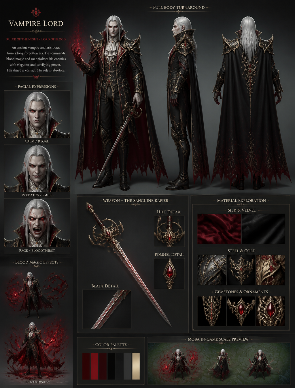 Crimson Aristocrat: Gothic Vampire Lord Character Concept