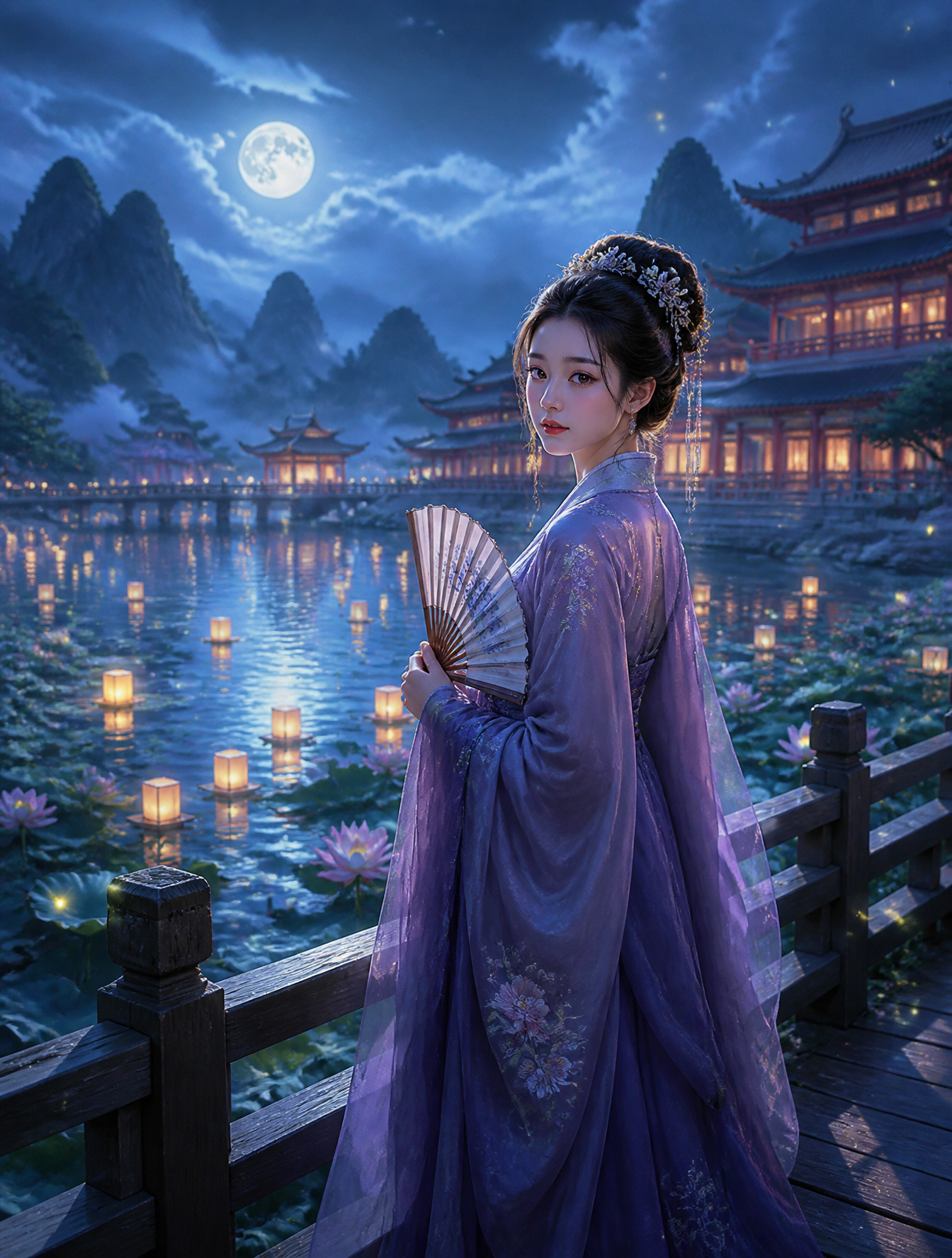 Moonlit Serenity in Lavender Silk