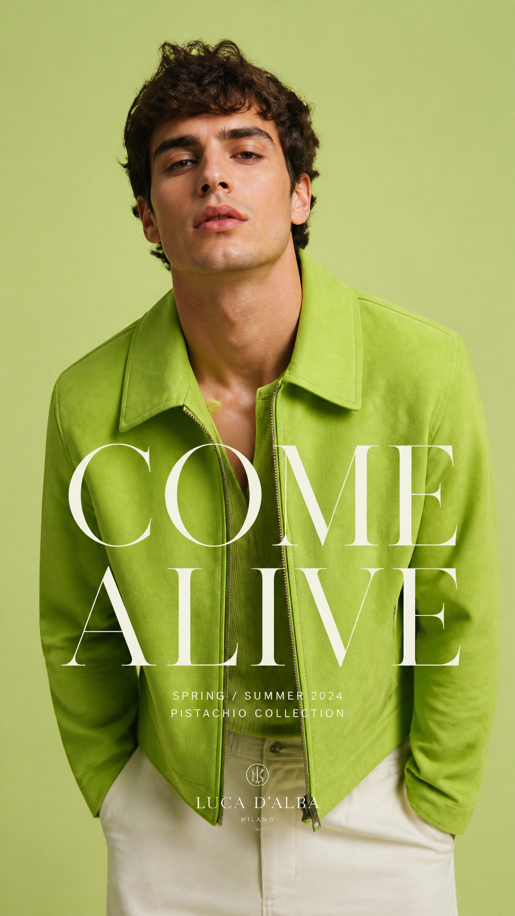 Pistachio Monochrome High-Fashion Editorial