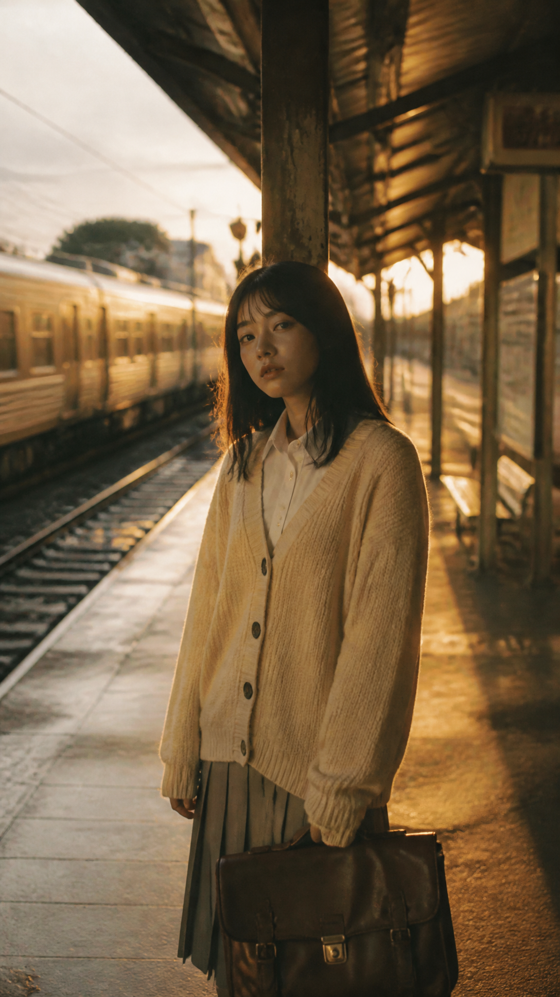Nostalgic Twilight at Japanese Station