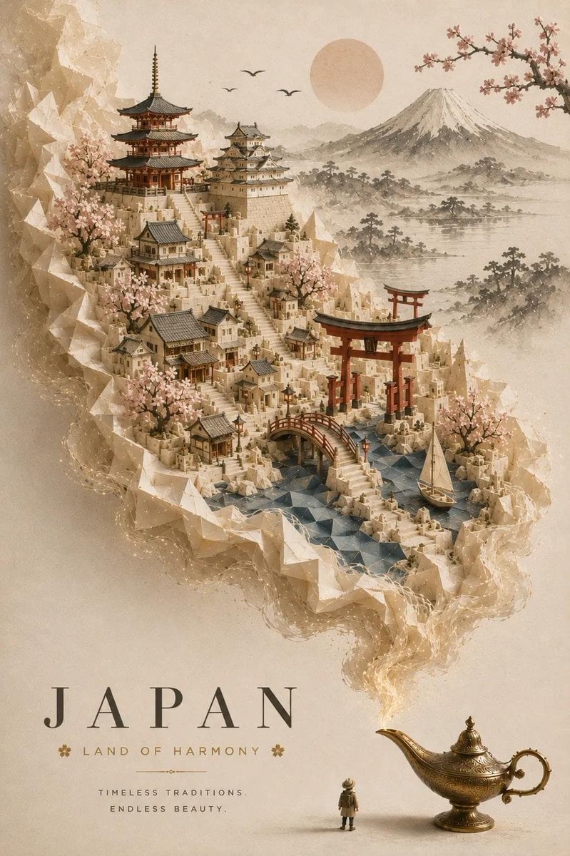 Ethereal Miniature World Travel Poster - alternate