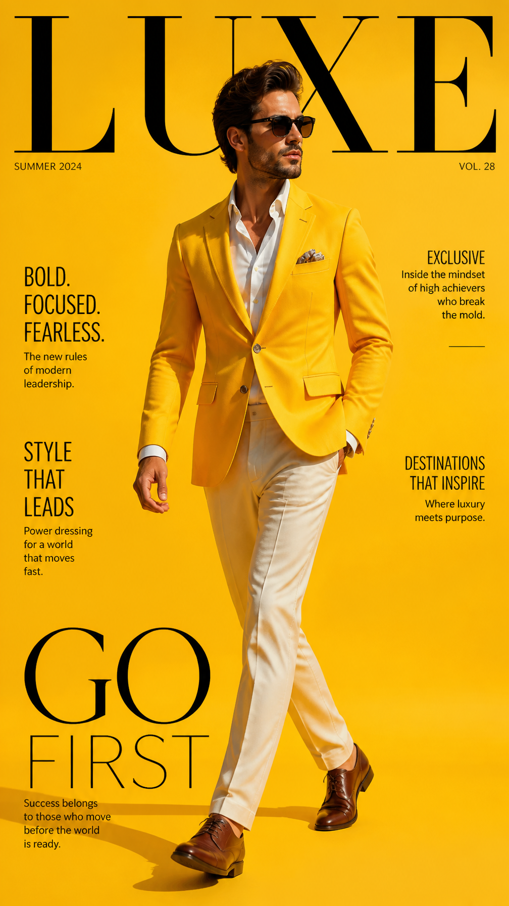 Bold Monochrome Yellow Men's Editorial