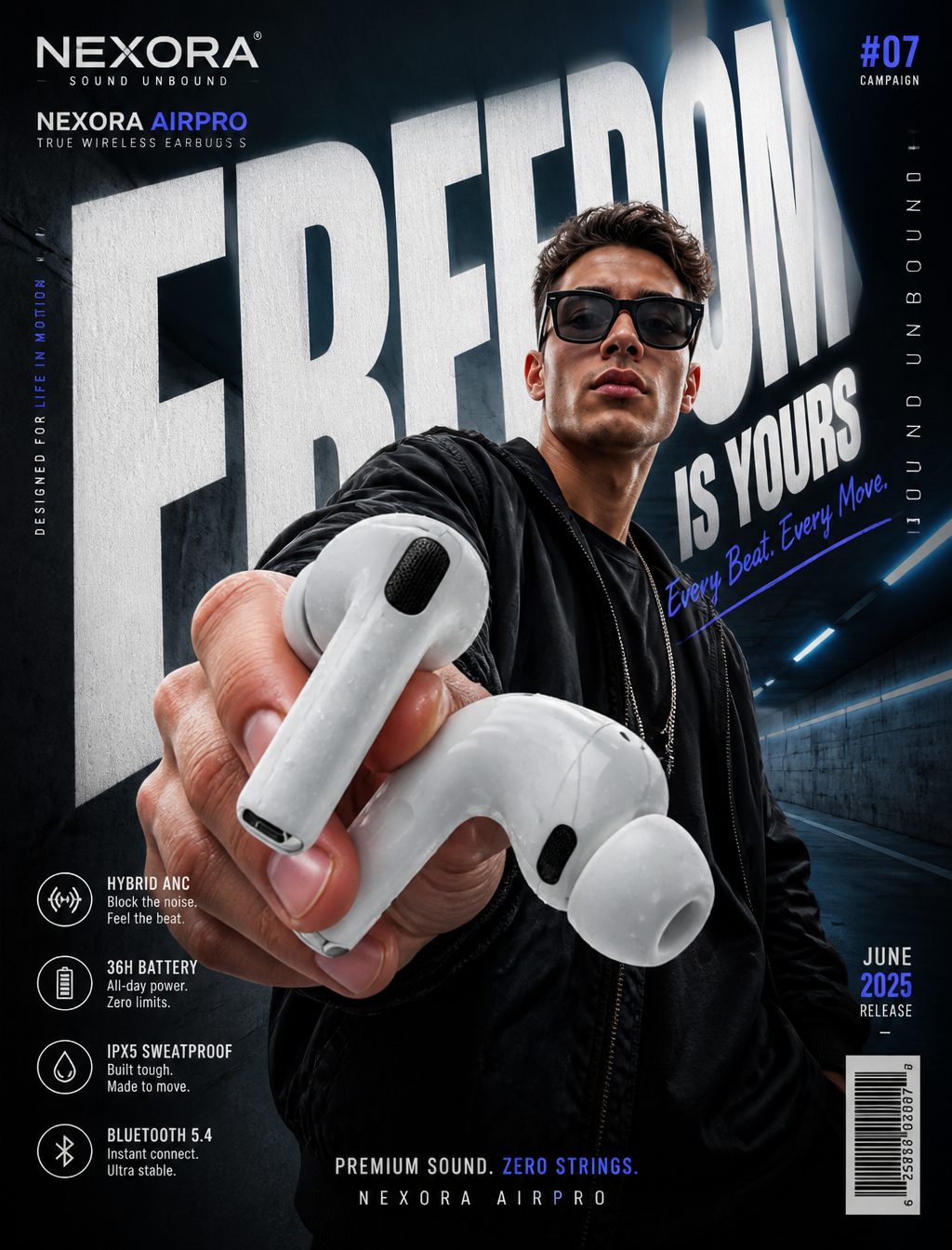 3D Wide-Angle Commercial Product Poster with Giant Typography