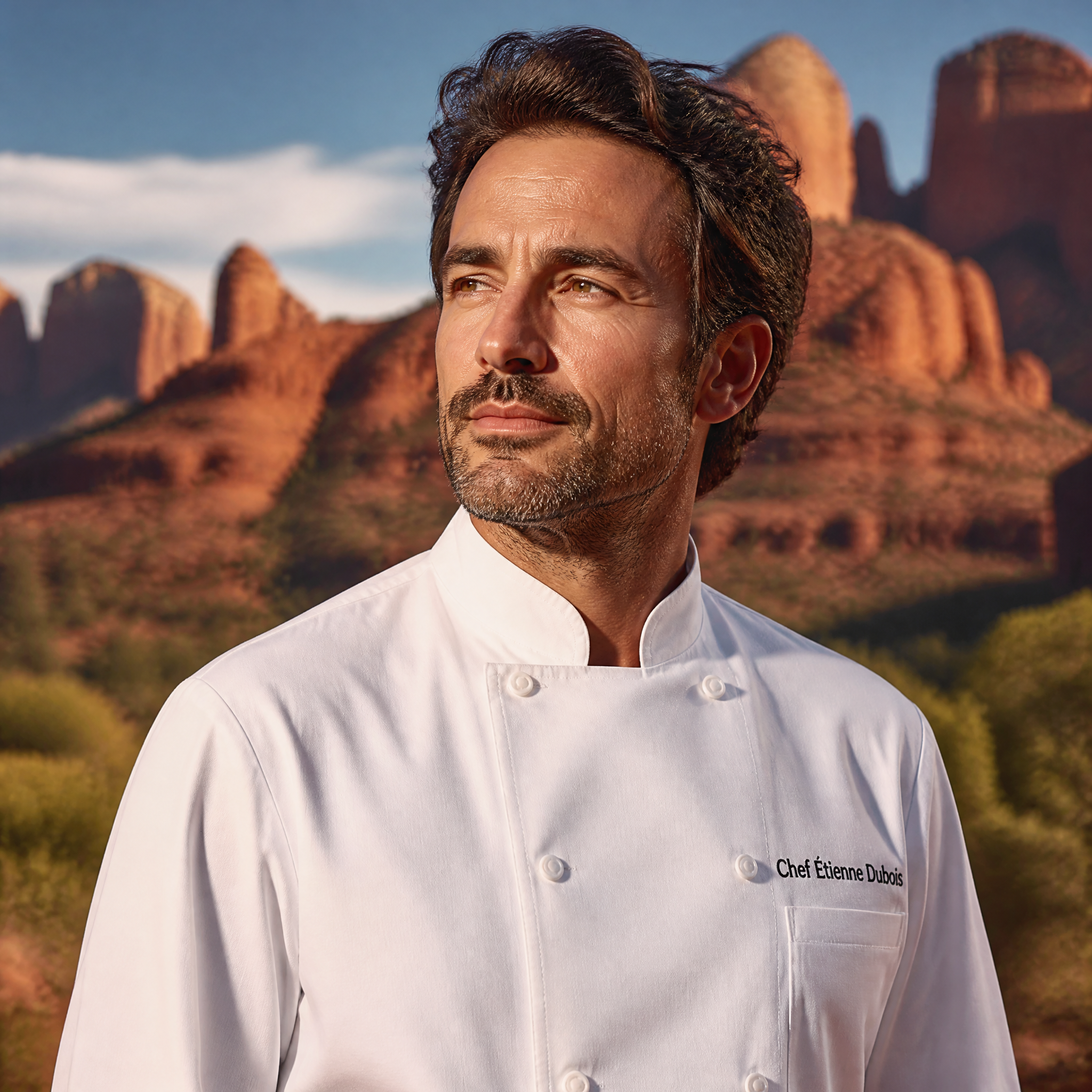High-Fashion French Chef in Arizona Red Rocks