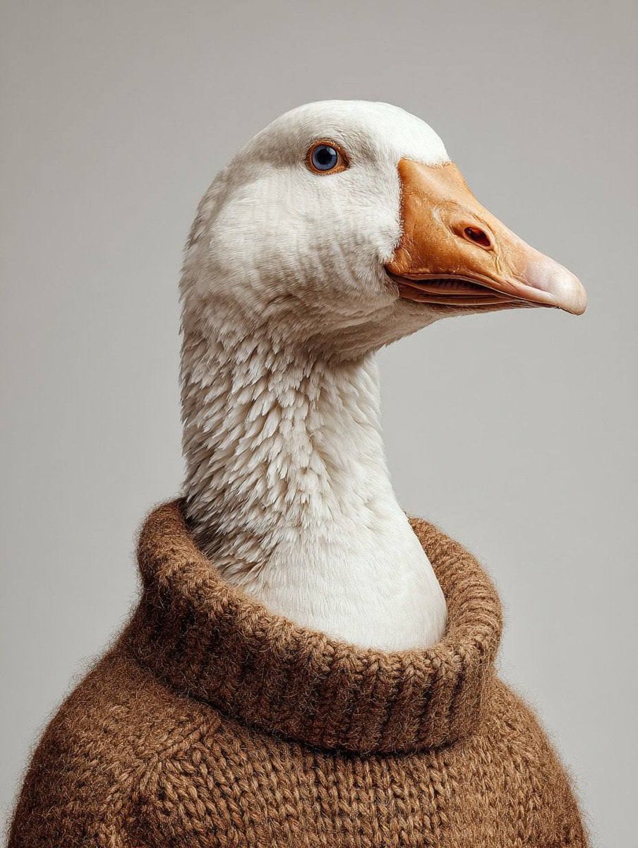 Anthropomorphic Goose in Cozy Knitwear - alternate