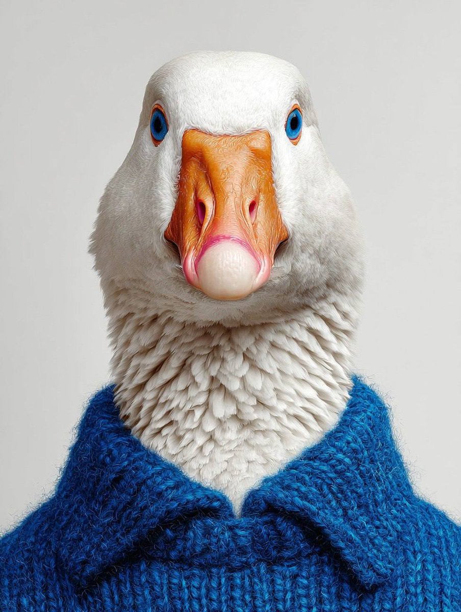 Anthropomorphic Goose in Cozy Knitwear - alternate