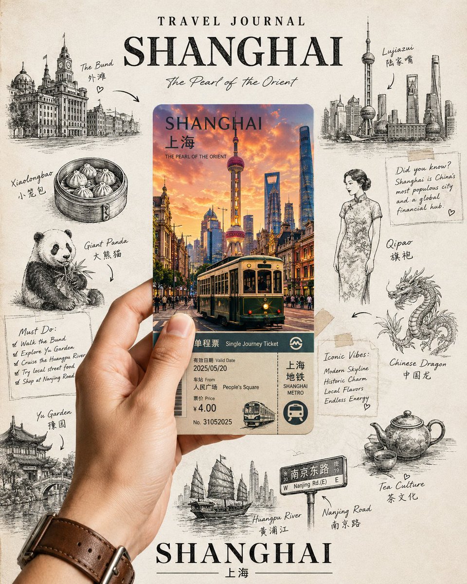 Vintage Travel Journal Collage Poster