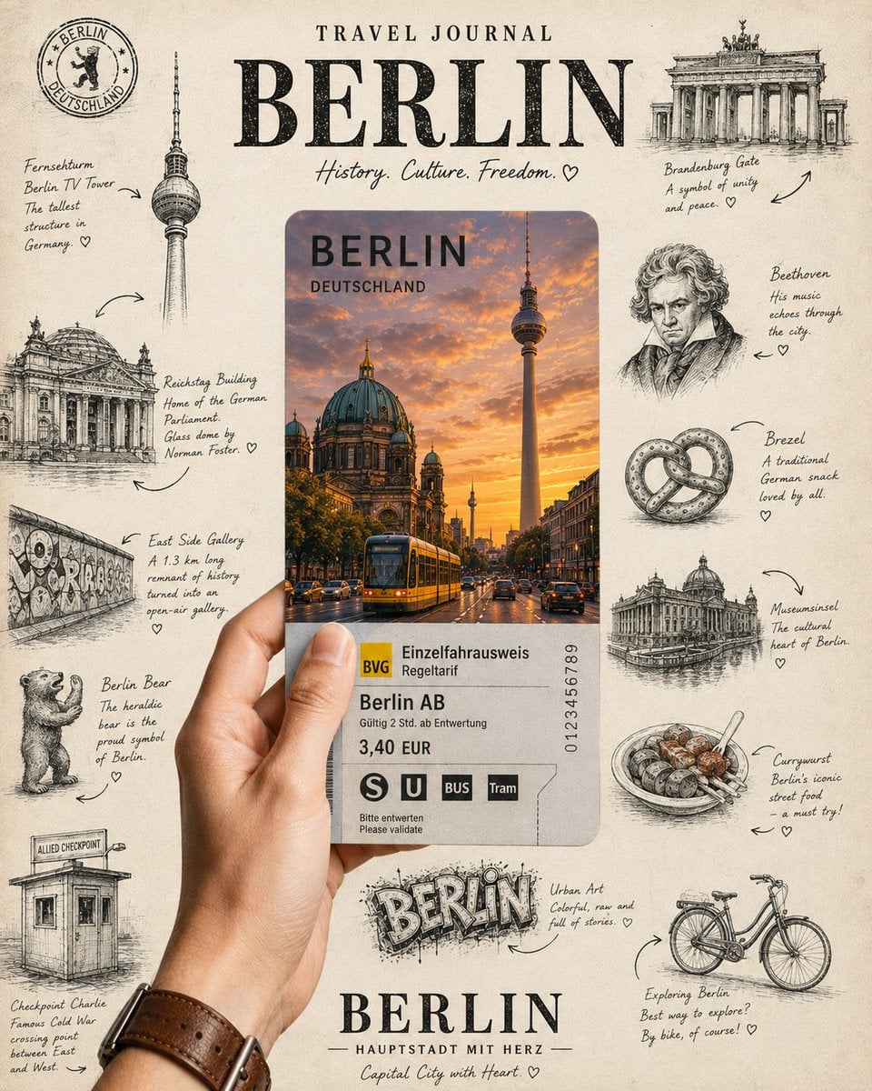 Vintage Travel Journal Collage Poster - alternate