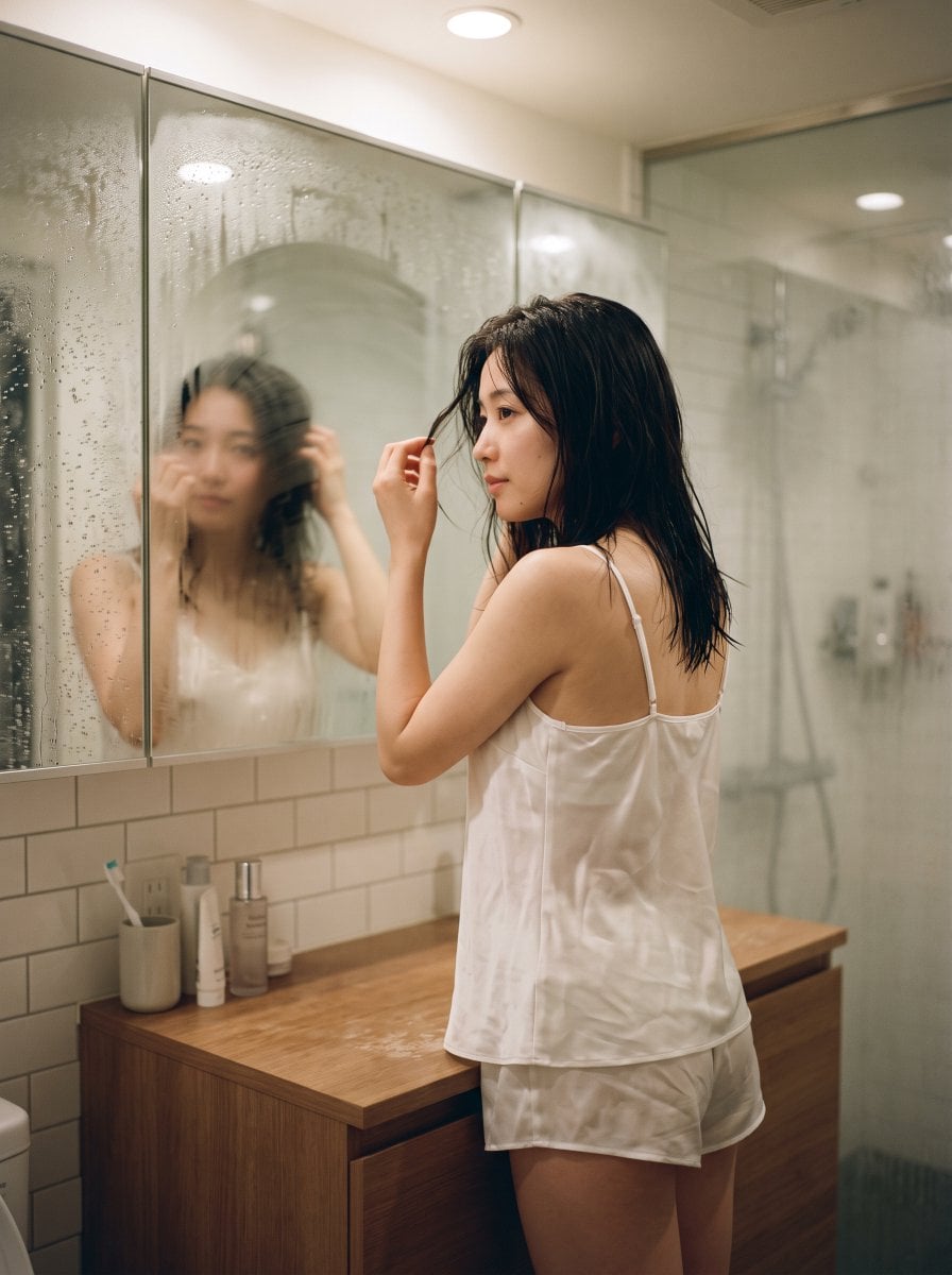 Morning Reflection in Steamy Bathroom - alternate