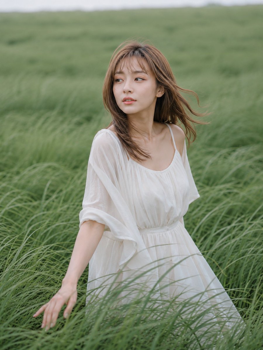 Serene Summer Breeze in Green Grassland