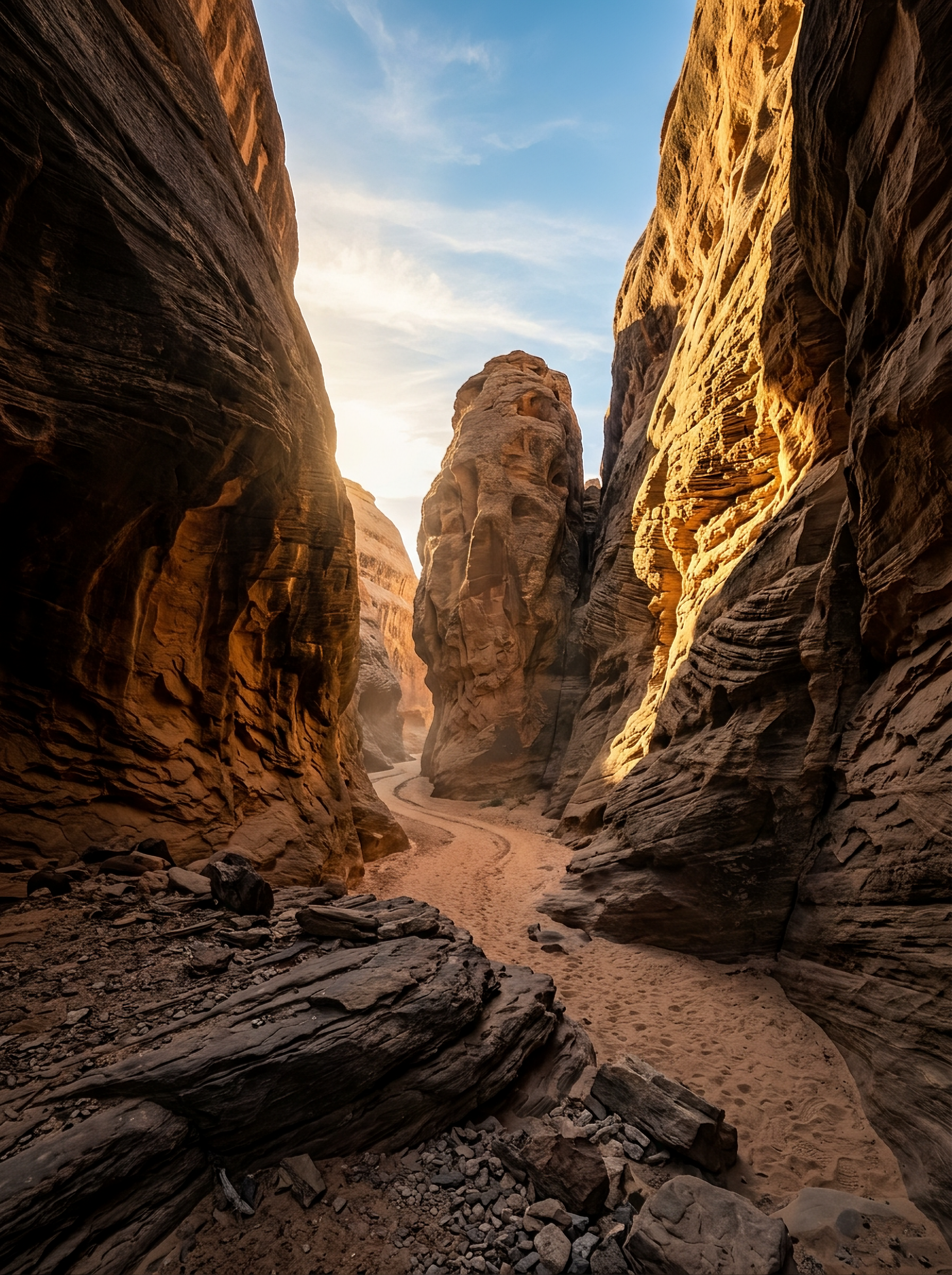 Golden Hour Sandstone Slot Canyon