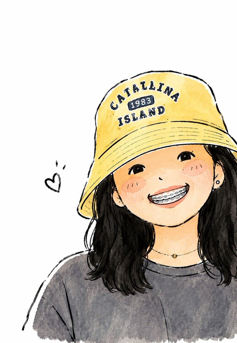 Whimsical Watercolor Anime Girl in Yellow Hat