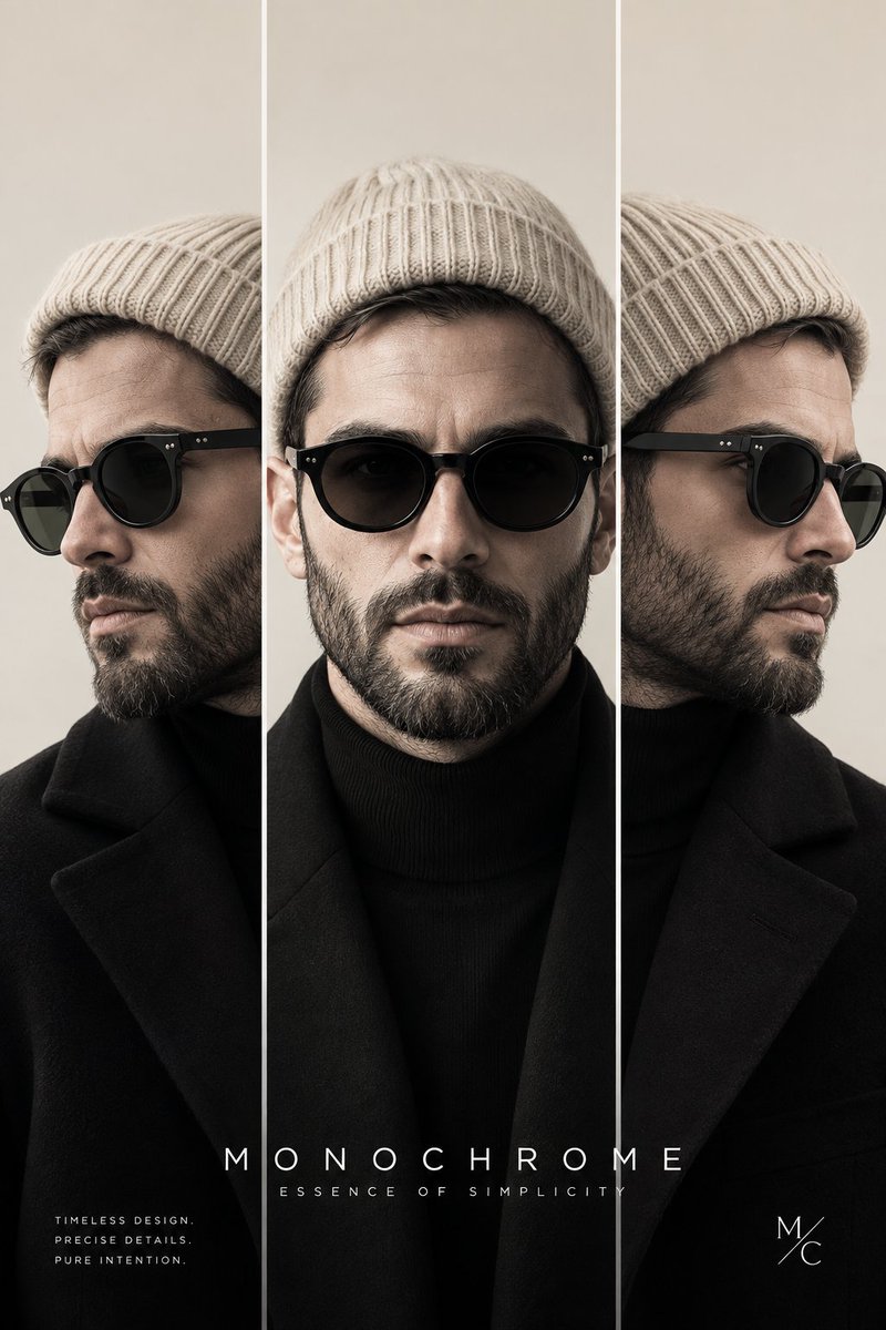 High-Fashion Triple View Male Portrait