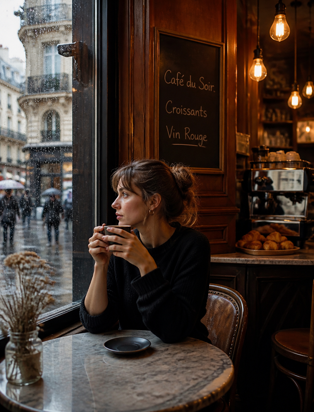 Rainy Afternoon in a Parisian Café