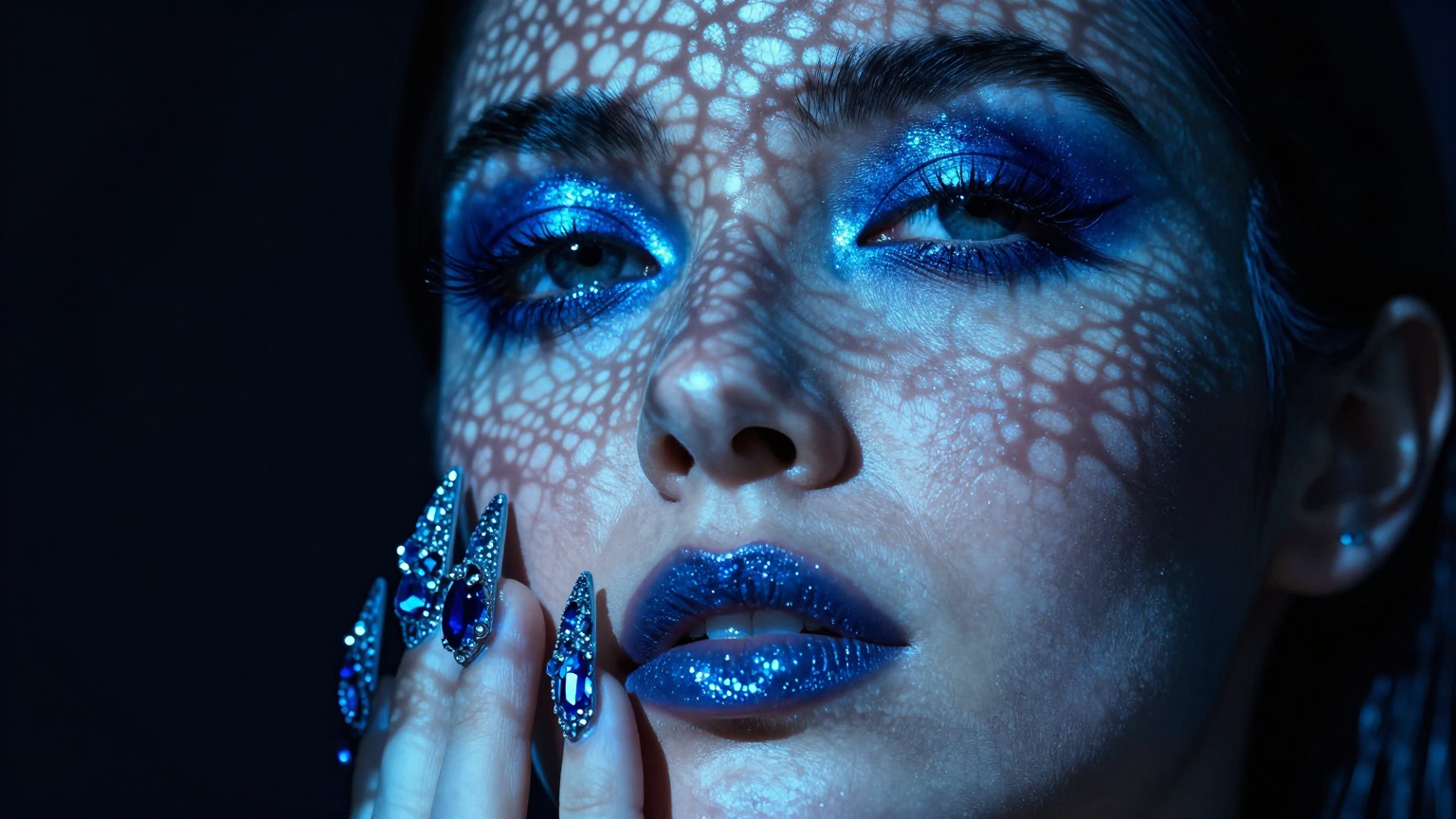Electric Blue Lace Beauty Portrait