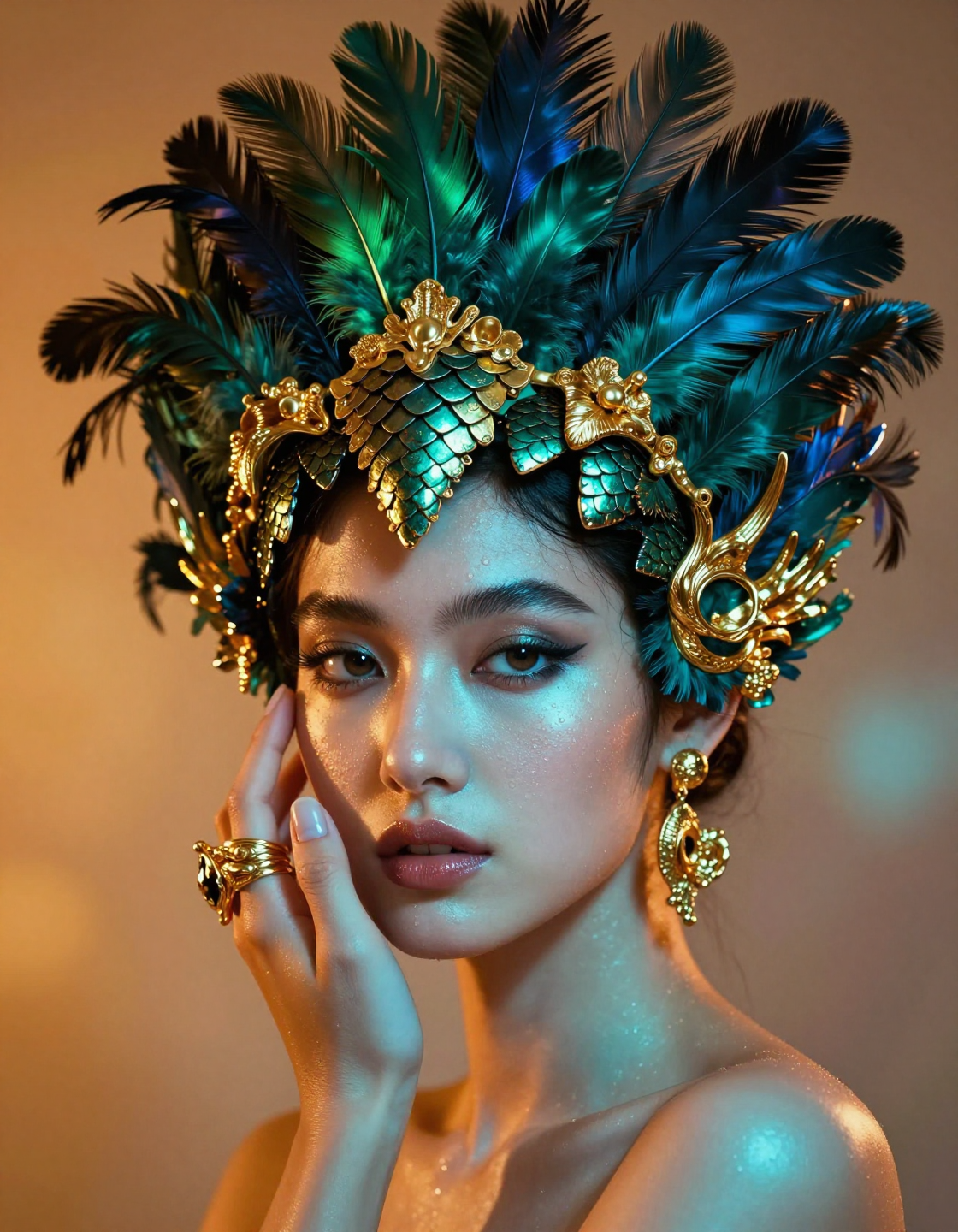 Avant-Garde Iridescent Feathers Editorial