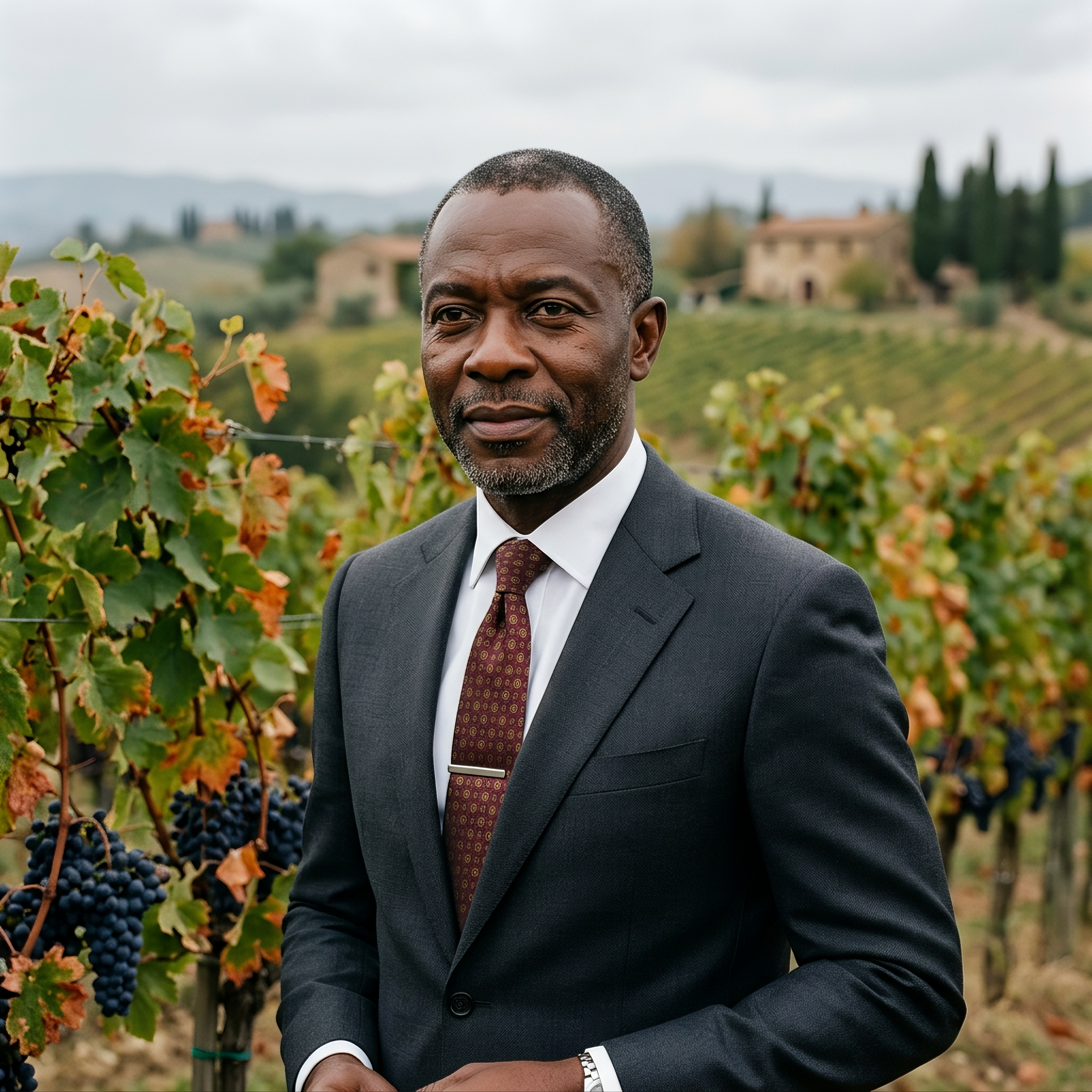 Nigerian Diplomat in Tuscan Vineyard