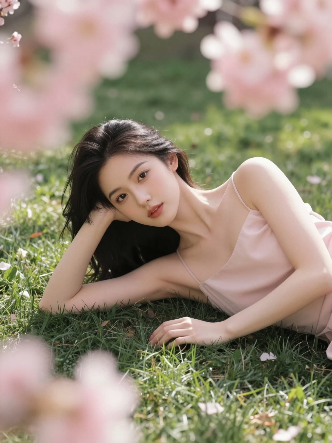 Serene Garden Muse in Pink Blooms