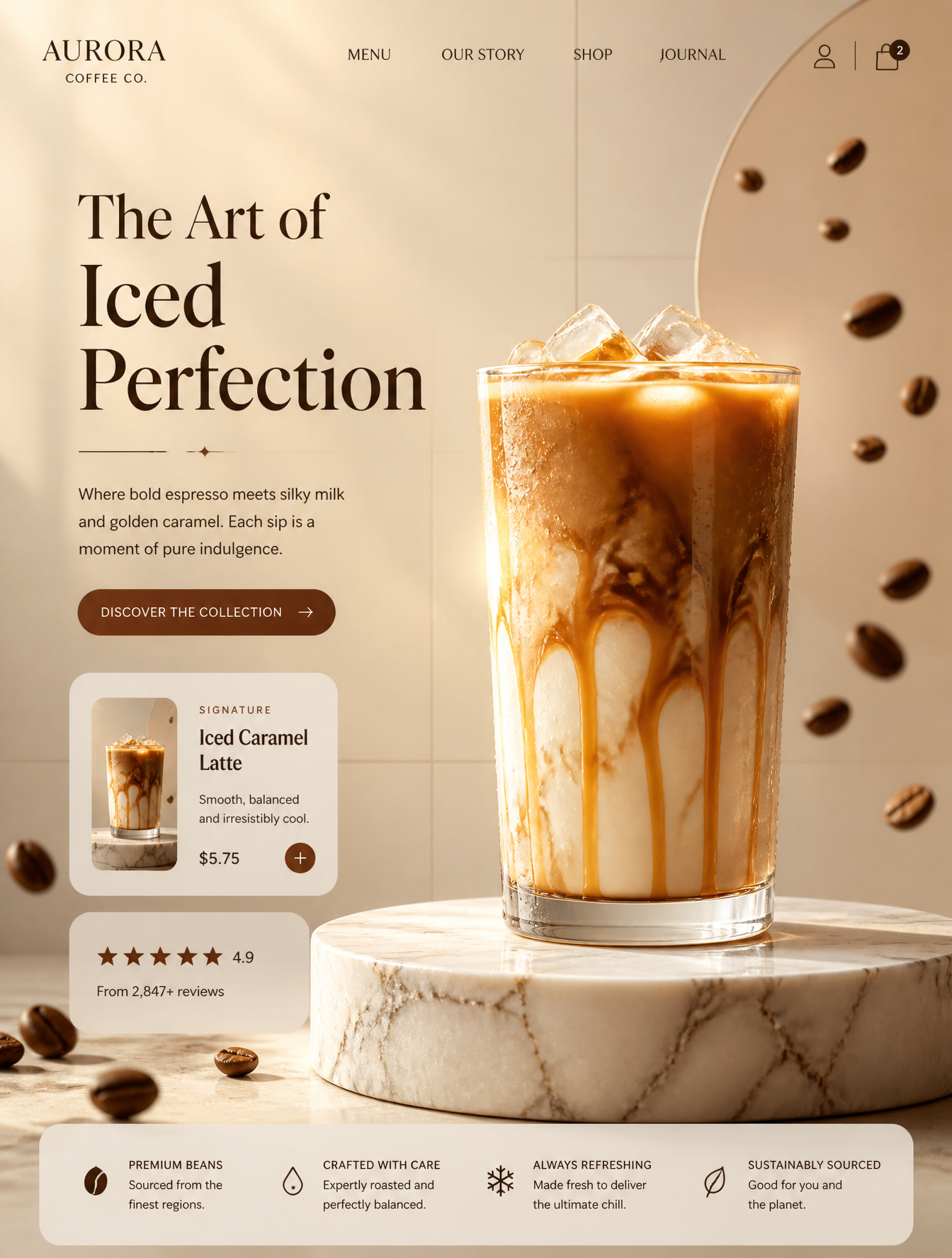 Luxury Iced Caramel Latte Web Interface
