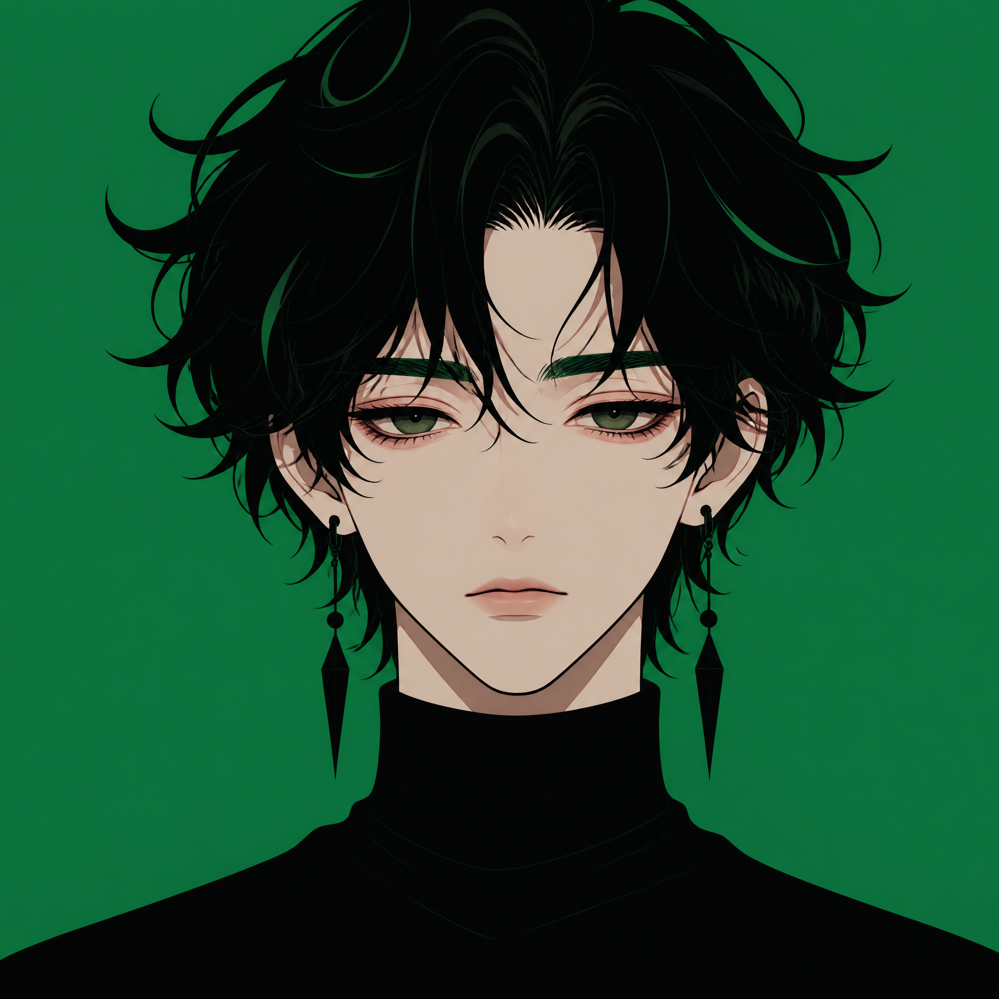 Androgynous Anime Portrait in Flat Cel-Shaded Style