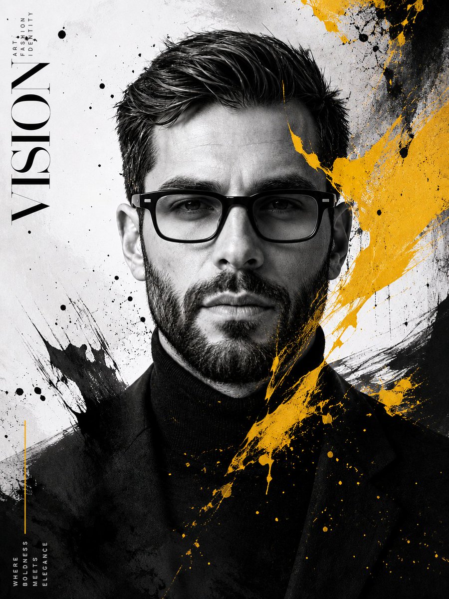 Monochrome Luxury Editorial with Yellow Paint Accents