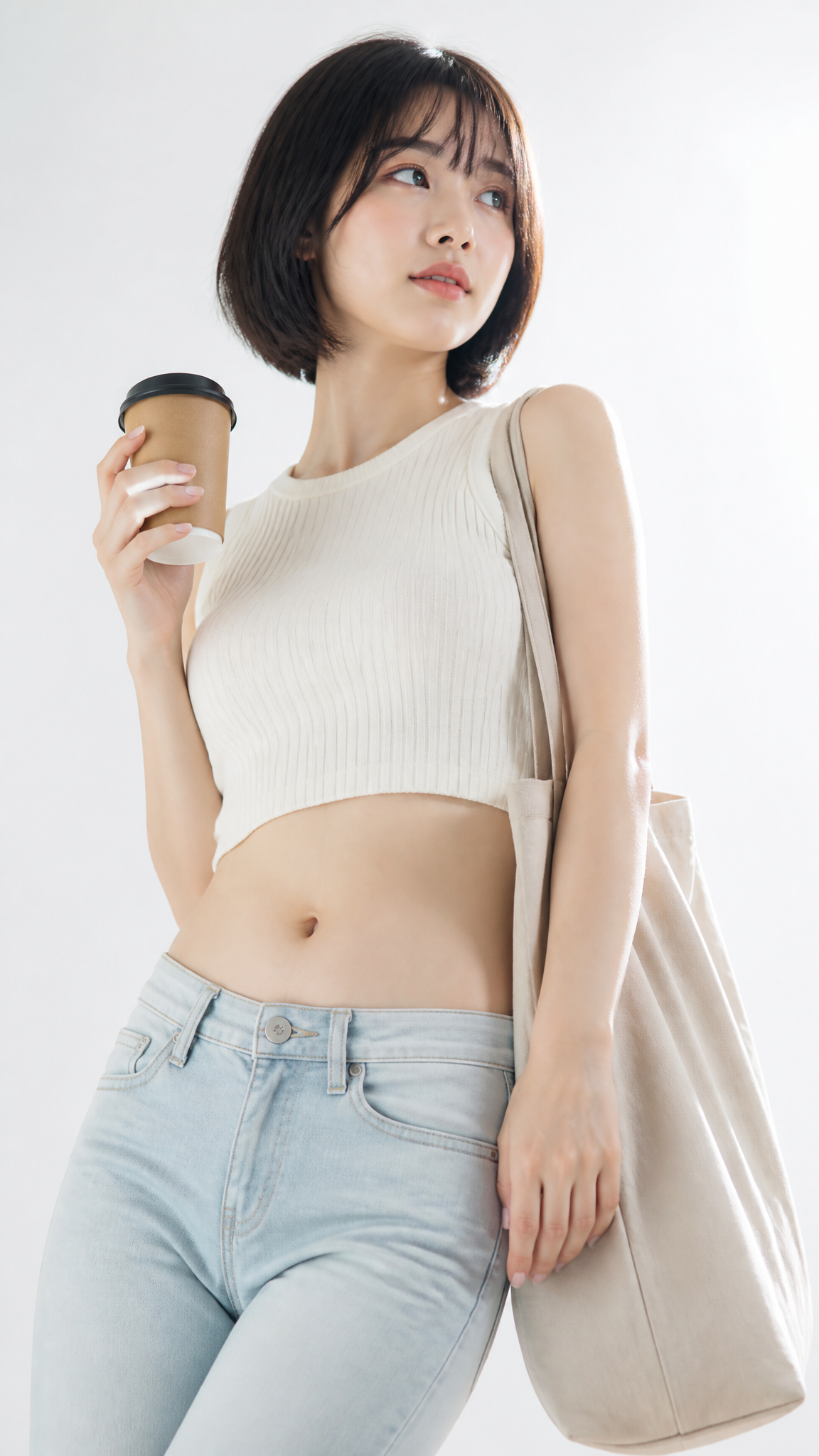 Minimalist Japanese Editorial Portrait of Young Woman
